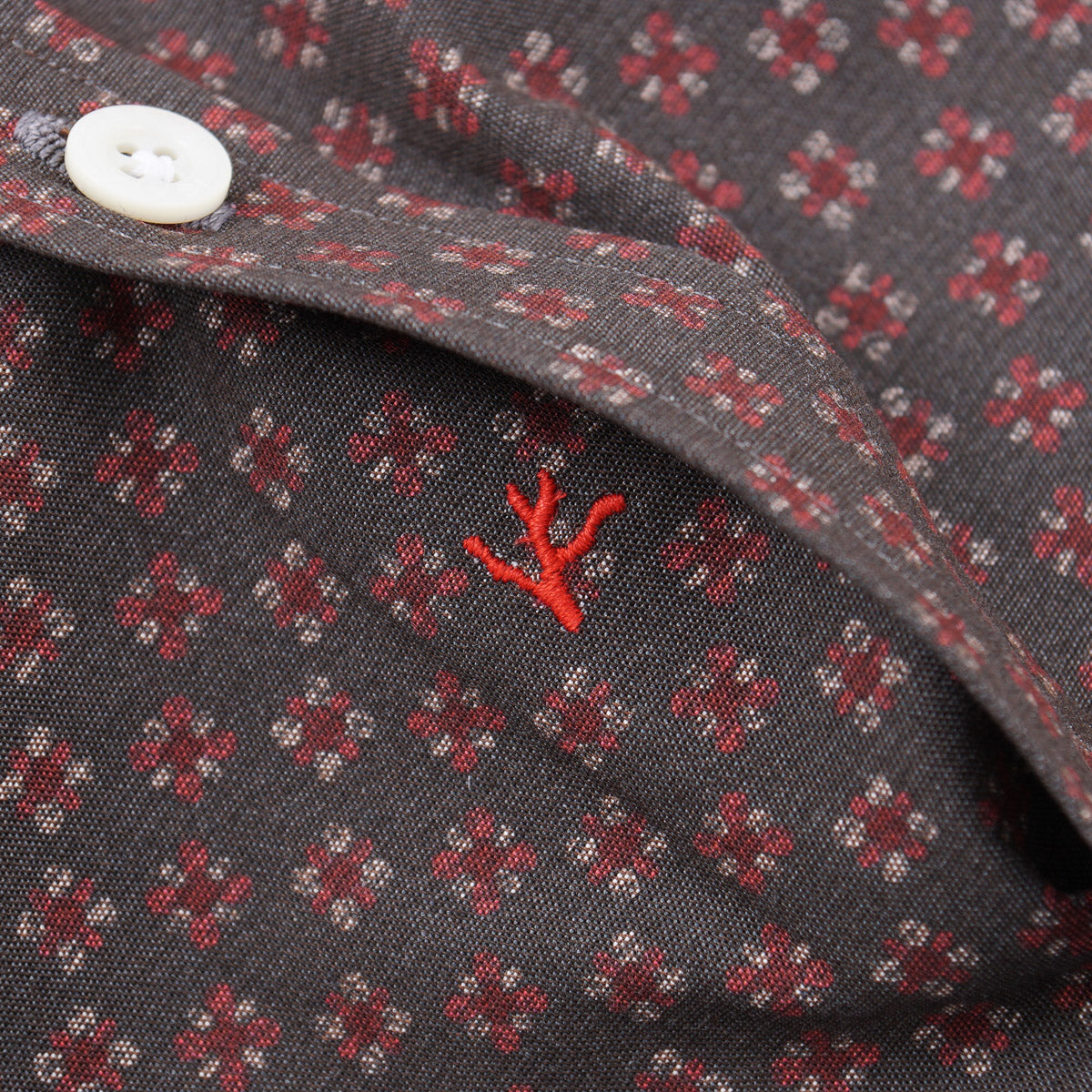 Isaia Jacquard Print Cotton Shirt