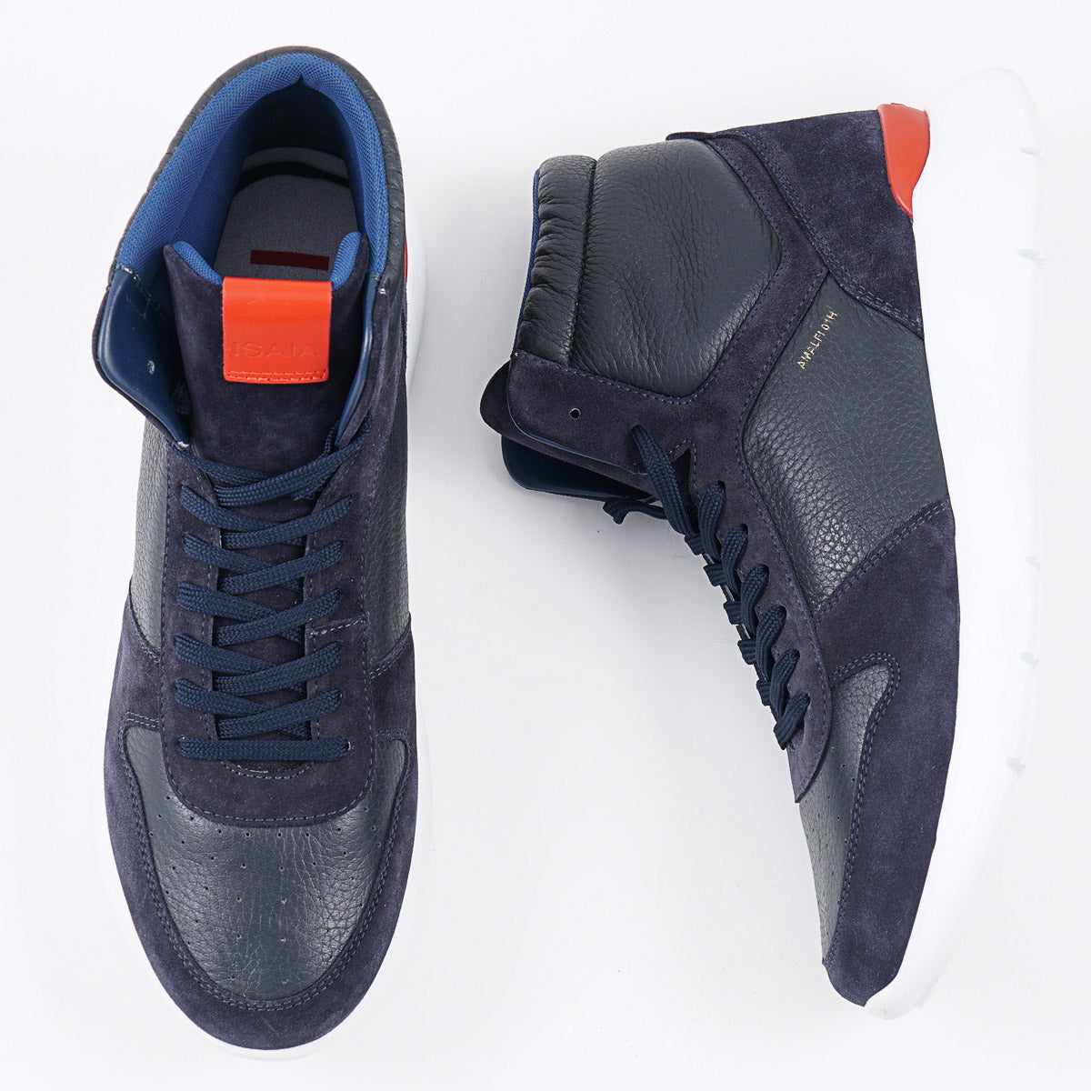 Isaia 'Amalfi' Leather High-Top Sneakers