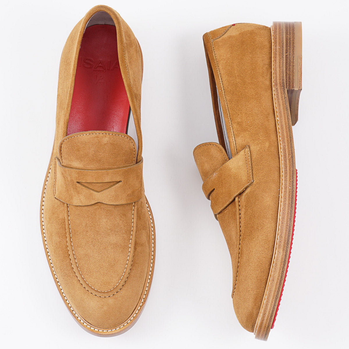 Isaia Calf Suede Penny Loafer