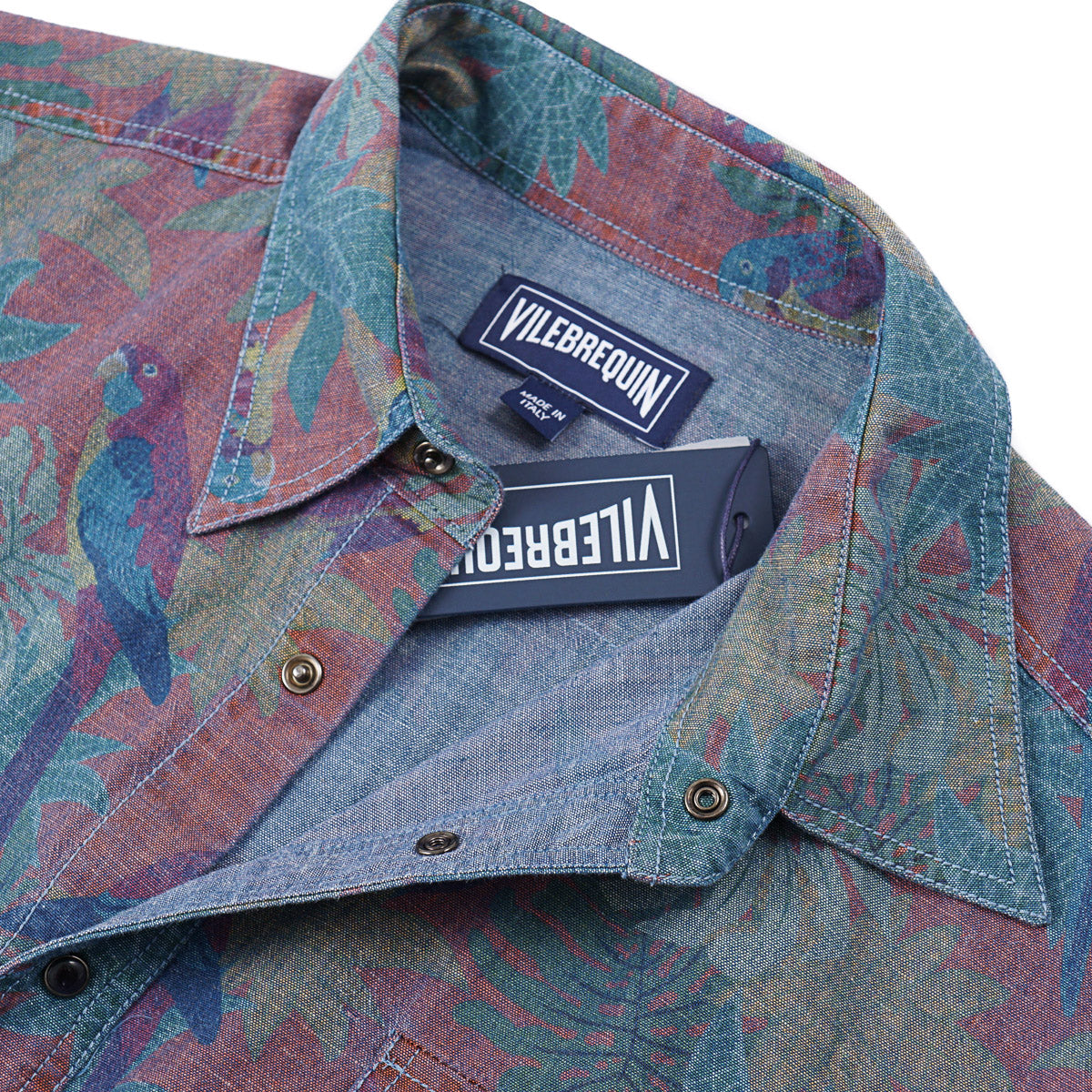 Vilebrequin Printed Chambray Snap-Front Shirt