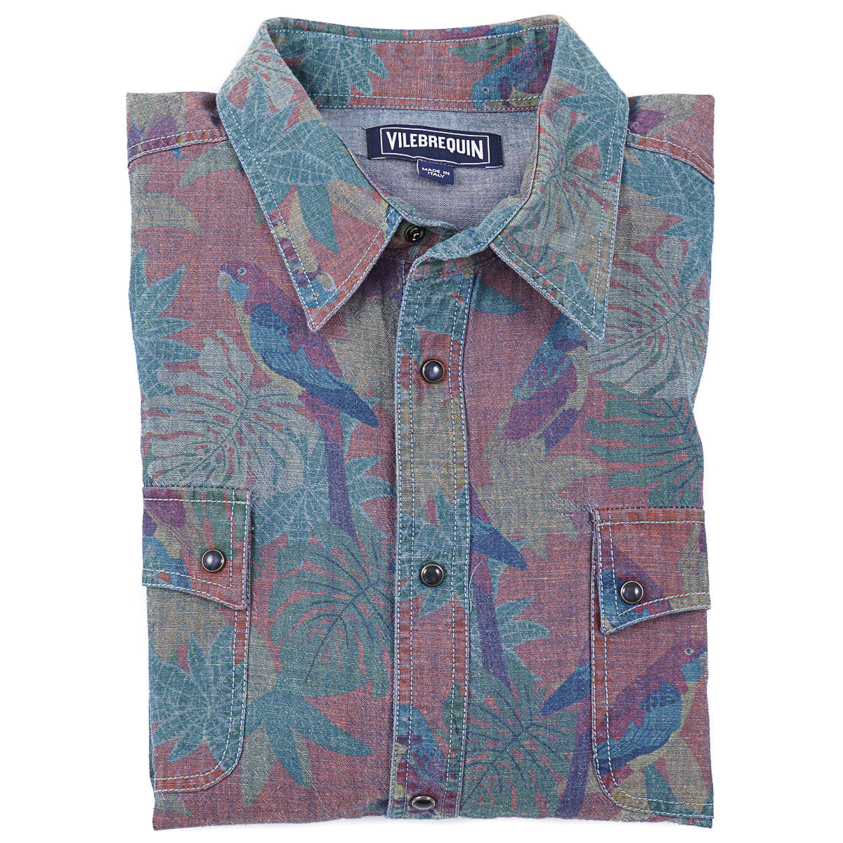 Vilebrequin Printed Chambray Snap-Front Shirt