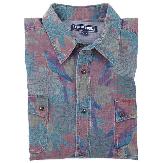 Vilebrequin Printed Chambray Snap-Front Shirt