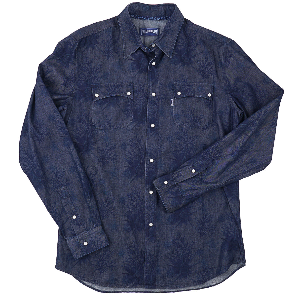 Vilebrequin Printed Chambray Snap-Front Shirt