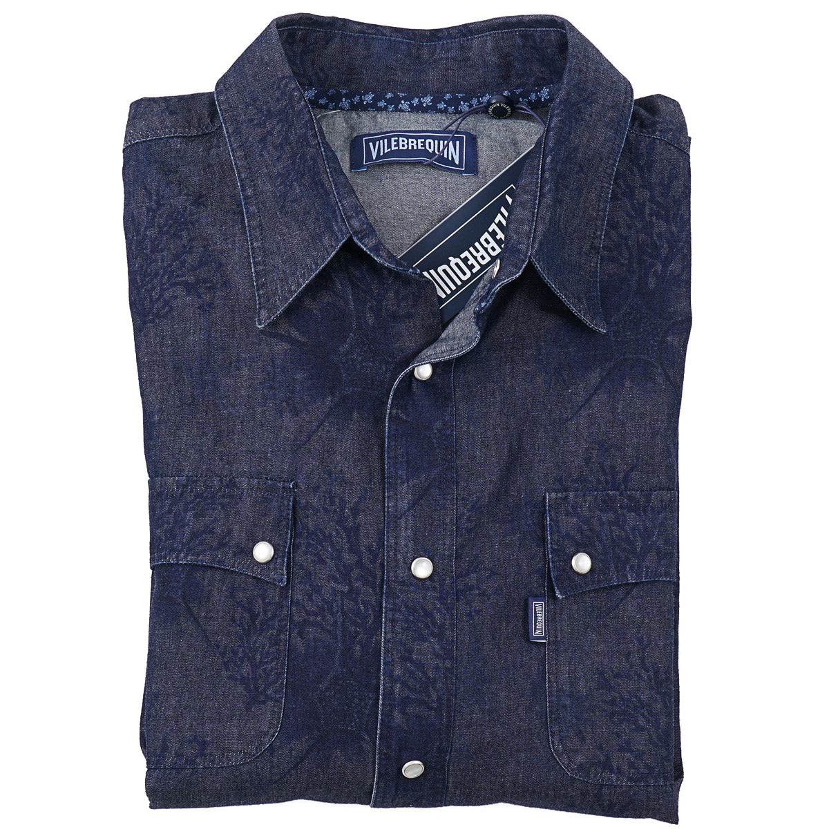 Vilebrequin Printed Chambray Snap-Front Shirt