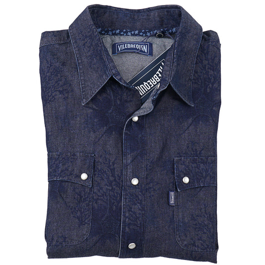 Vilebrequin Printed Chambray Snap-Front Shirt - Top Shelf Apparel