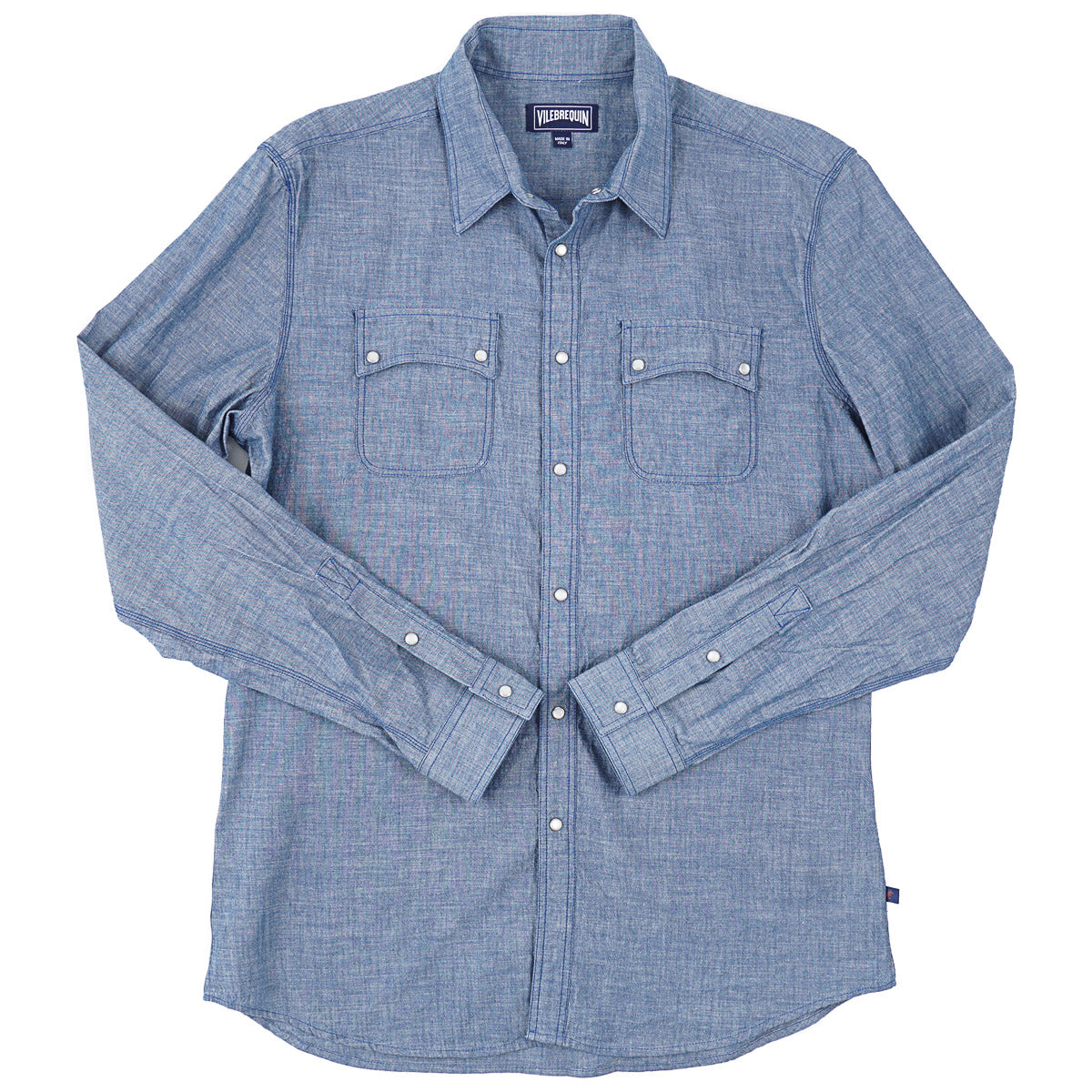 Vilebrequin Woven Chambray Snap-Front Shirt