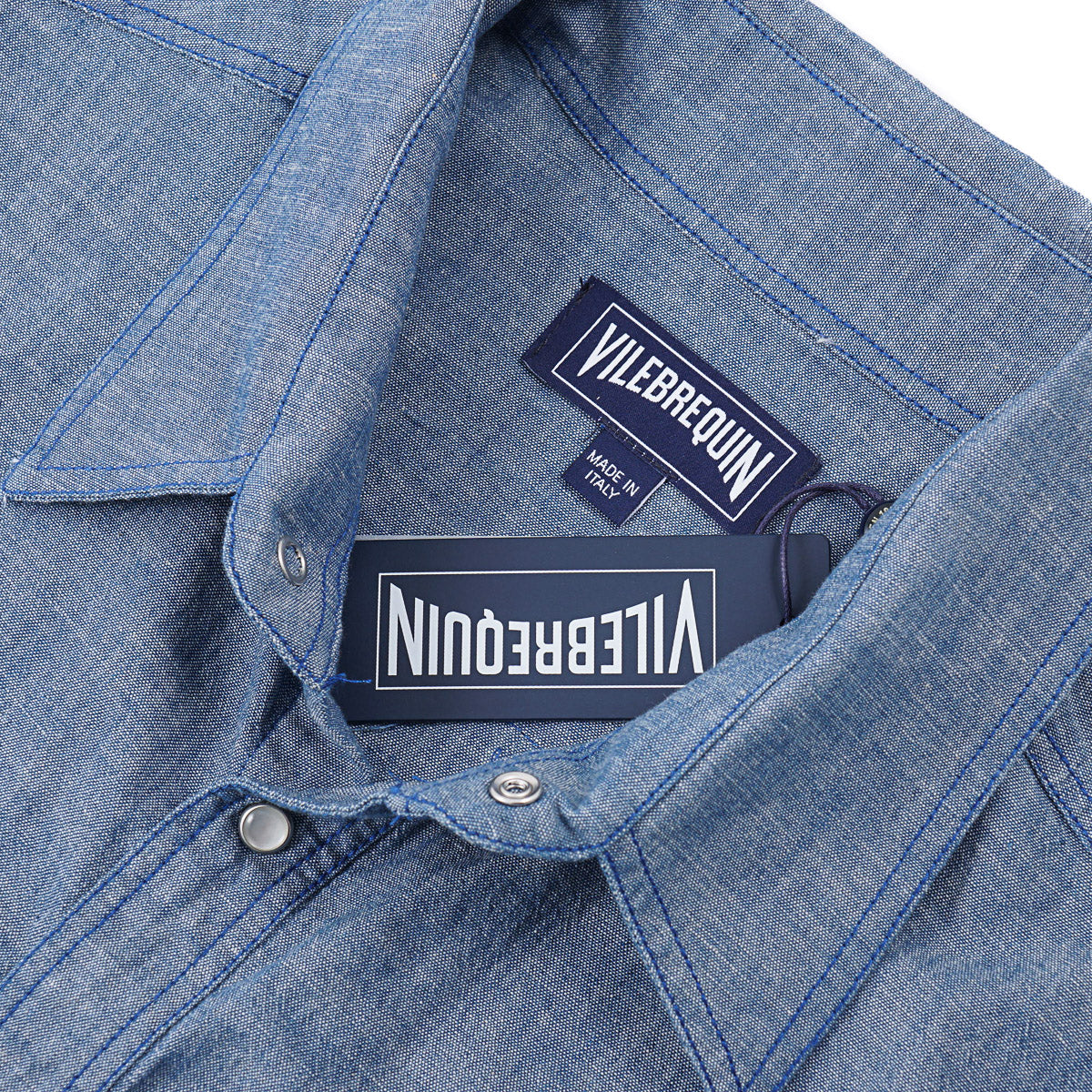 Vilebrequin Woven Chambray Snap-Front Shirt