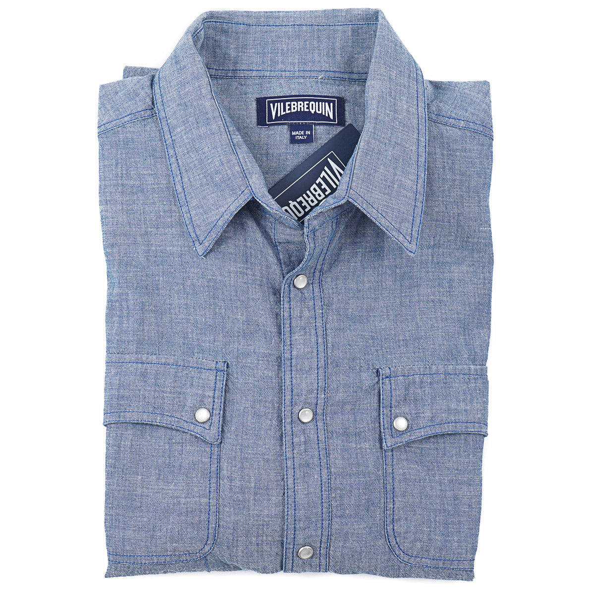 Vilebrequin Woven Chambray Snap-Front Shirt