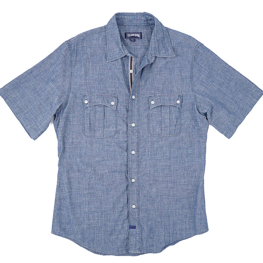 Vilebrequin Short-Sleeve Light Chambray Shirt