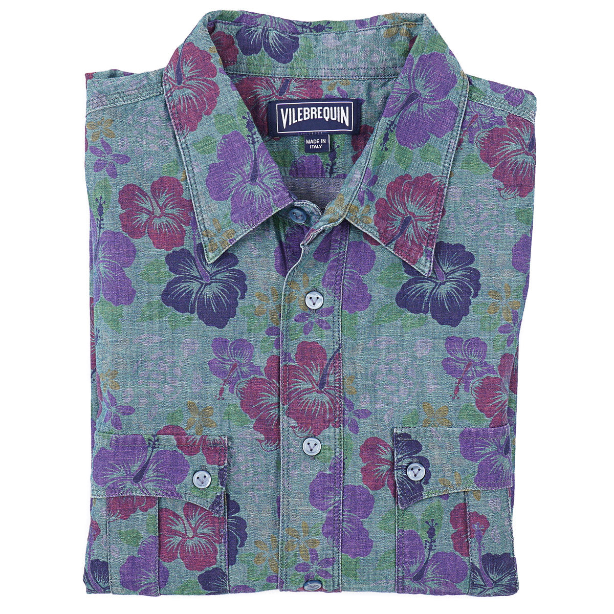 Vilebrequin Short-Sleeve Light Chambray Shirt