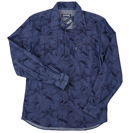Vilebrequin Printed Chambray Snap-Front Shirt
