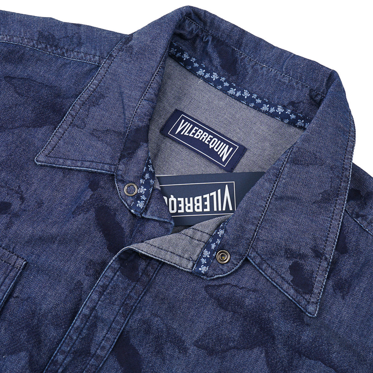 Vilebrequin Printed Chambray Snap-Front Shirt