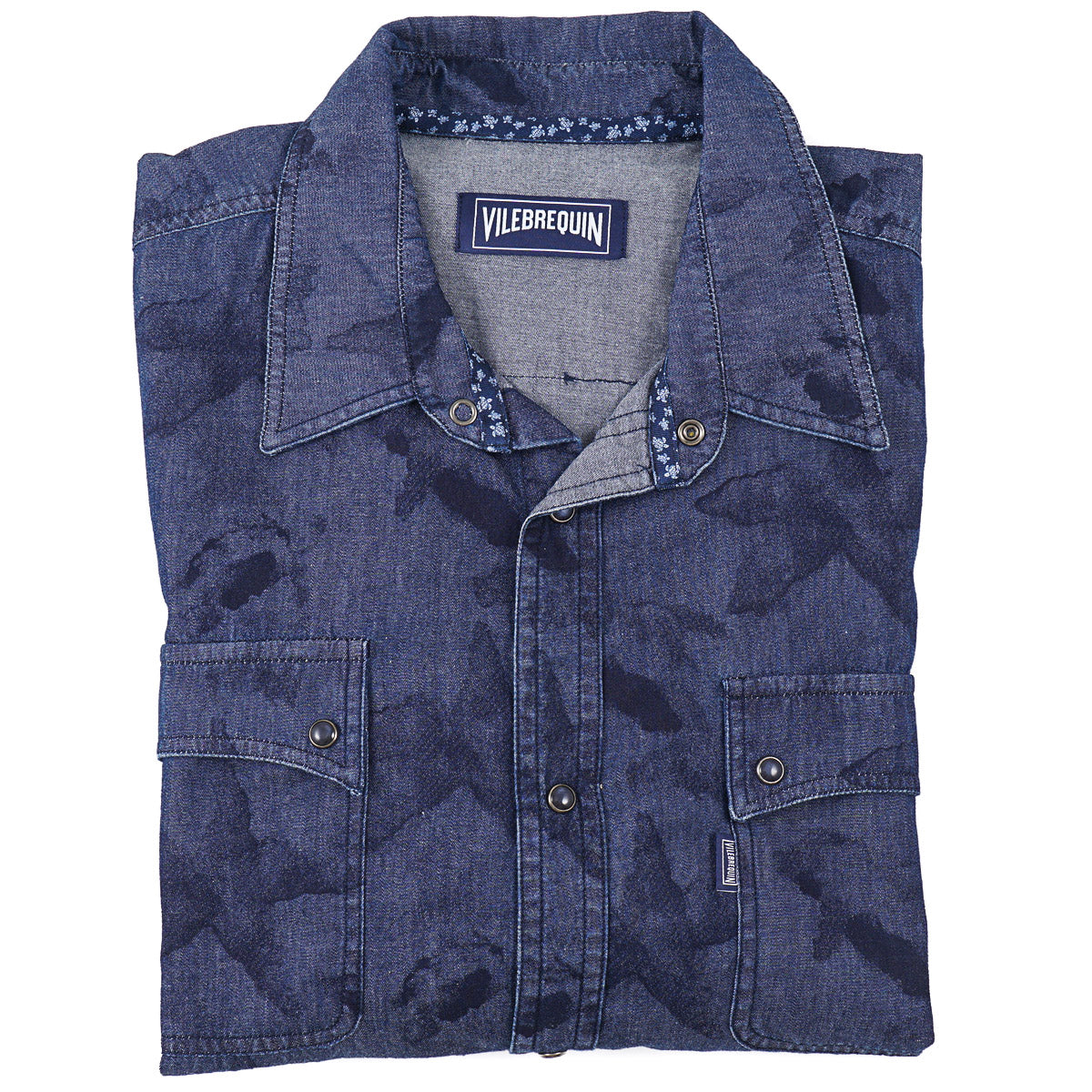 Vilebrequin Printed Chambray Snap-Front Shirt