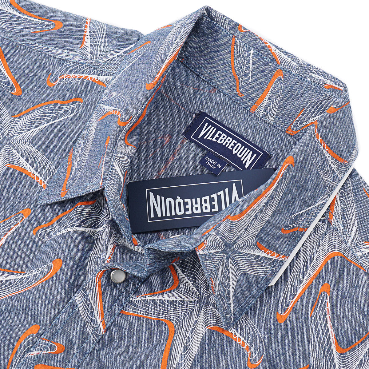 Vilebrequin Printed Chambray Snap-Front Shirt