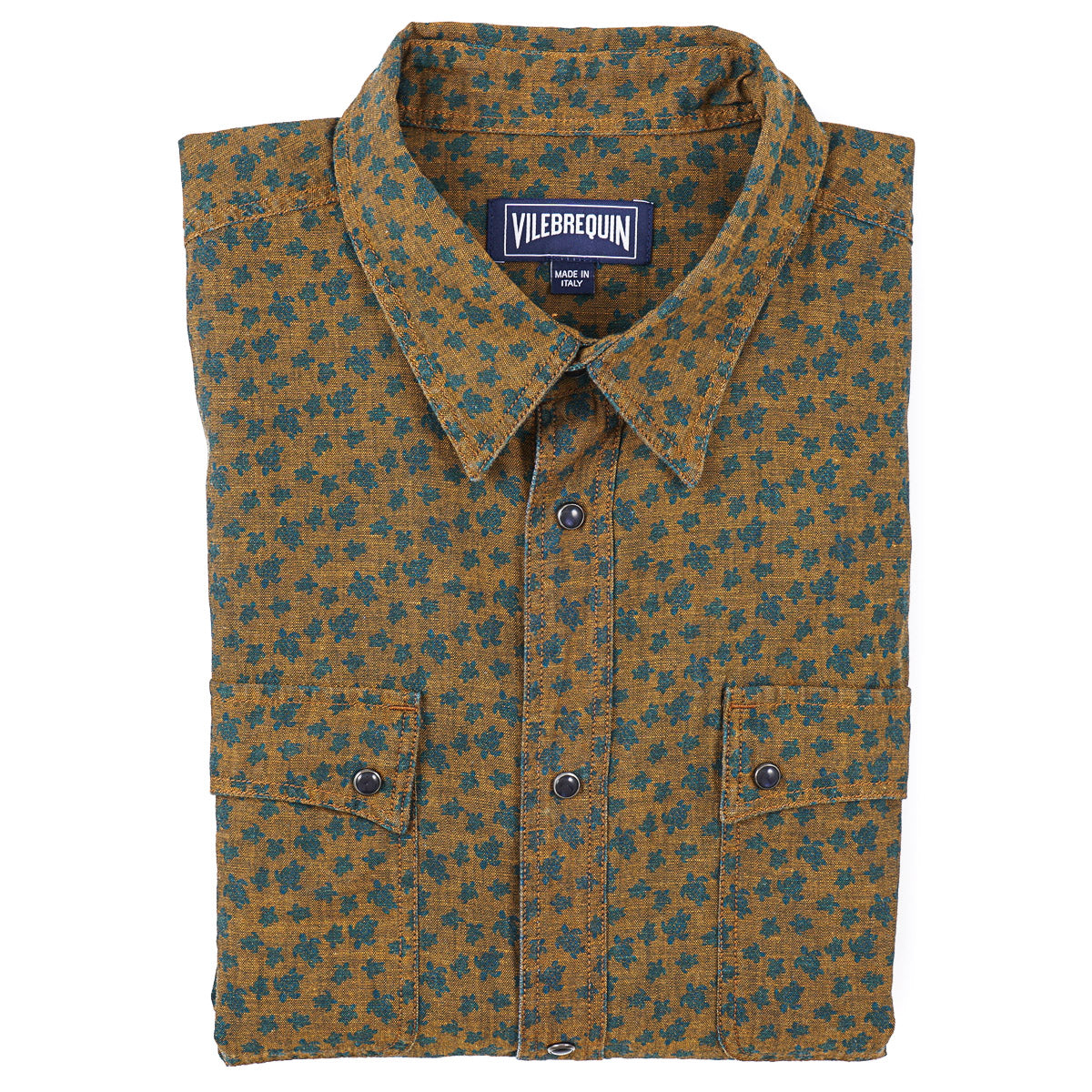 Vilebrequin Printed Chambray Snap-Front Shirt
