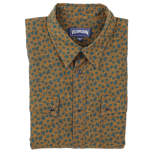 Vilebrequin Printed Chambray Snap-Front Shirt