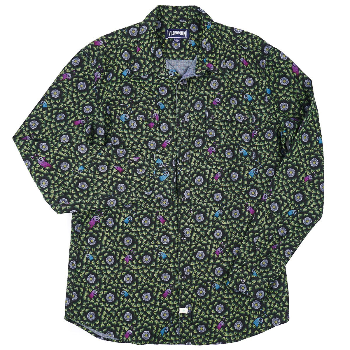 Vilebrequin Printed Chambray Snap-Front Shirt