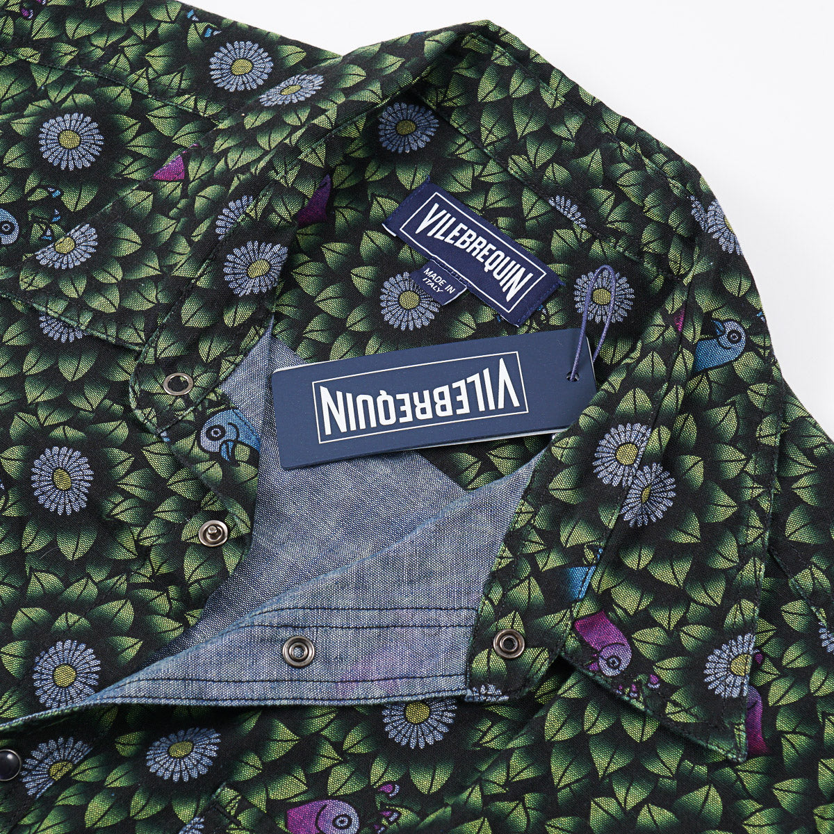 Vilebrequin Printed Chambray Snap-Front Shirt