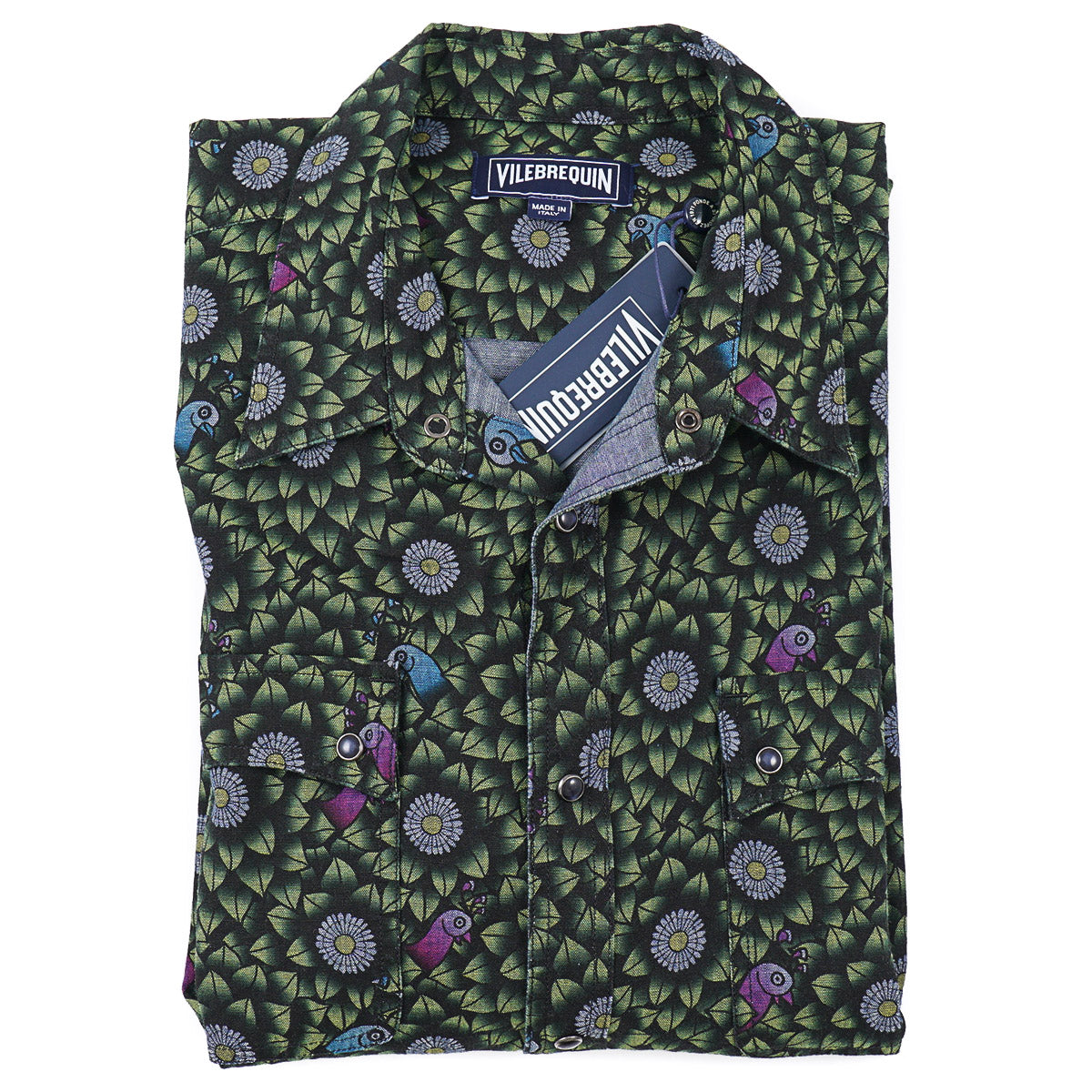 Vilebrequin Printed Chambray Snap-Front Shirt