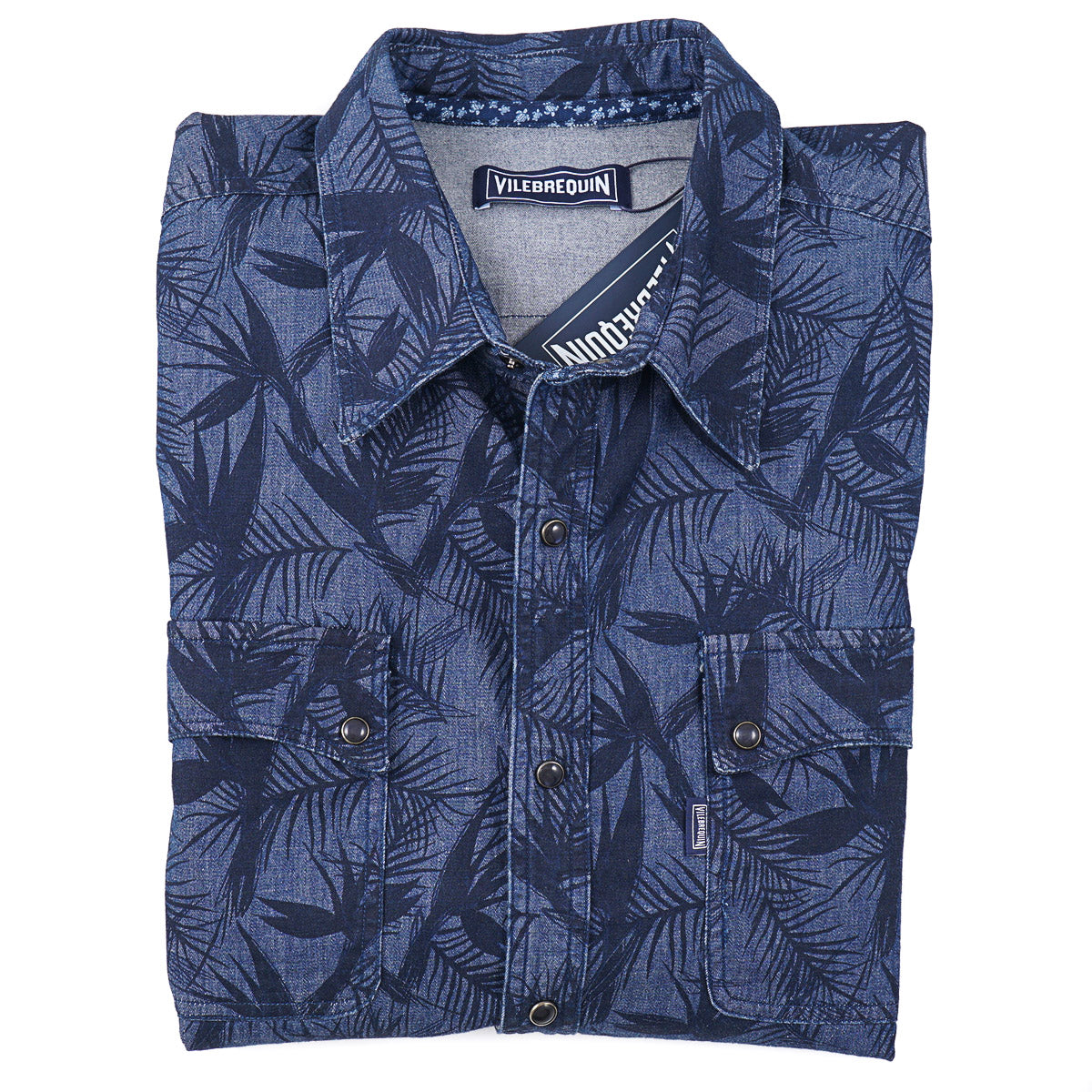 Vilebrequin Printed Chambray Snap-Front Shirt