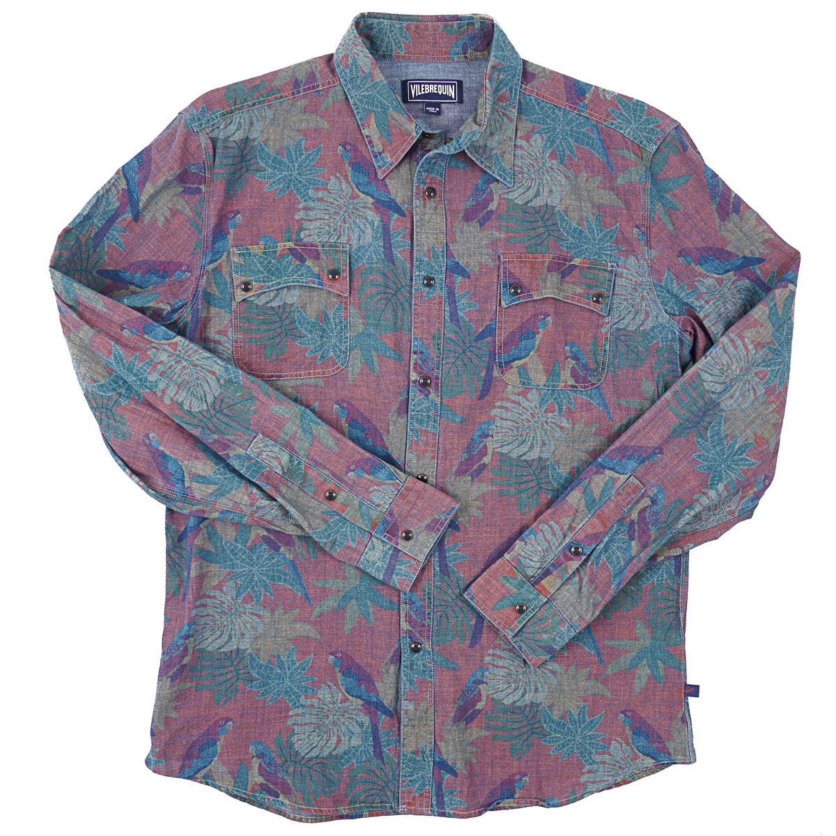 Vilebrequin Printed Chambray Snap-Front Shirt
