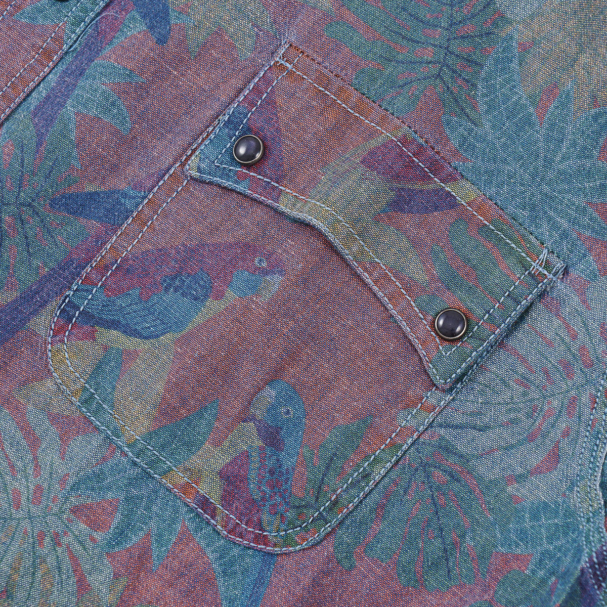 Vilebrequin Printed Chambray Snap-Front Shirt
