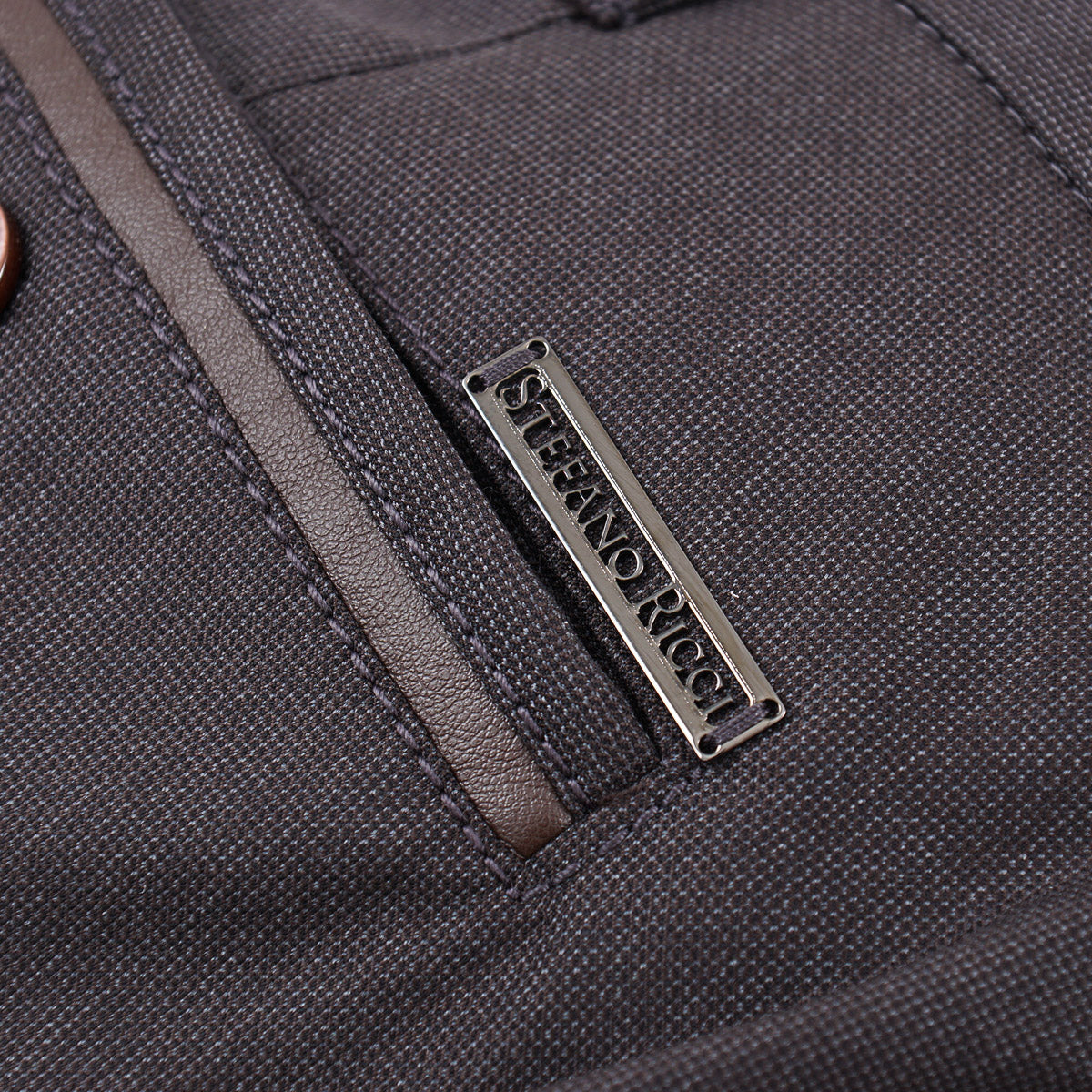 Stefano Ricci Wool Pants with Leather Details