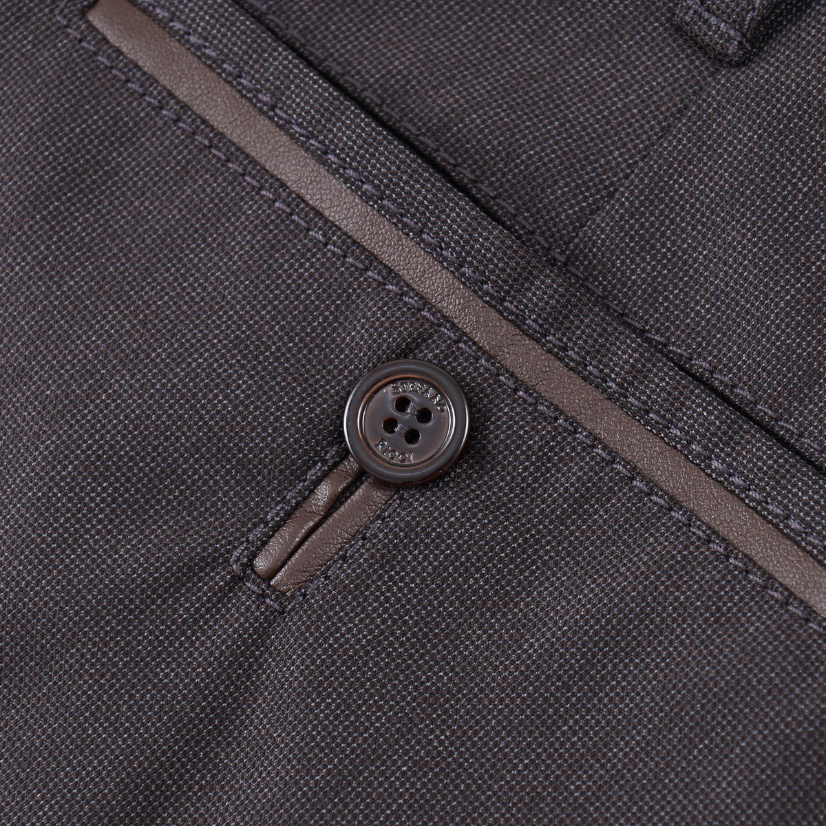 Stefano Ricci Wool Pants with Leather Details