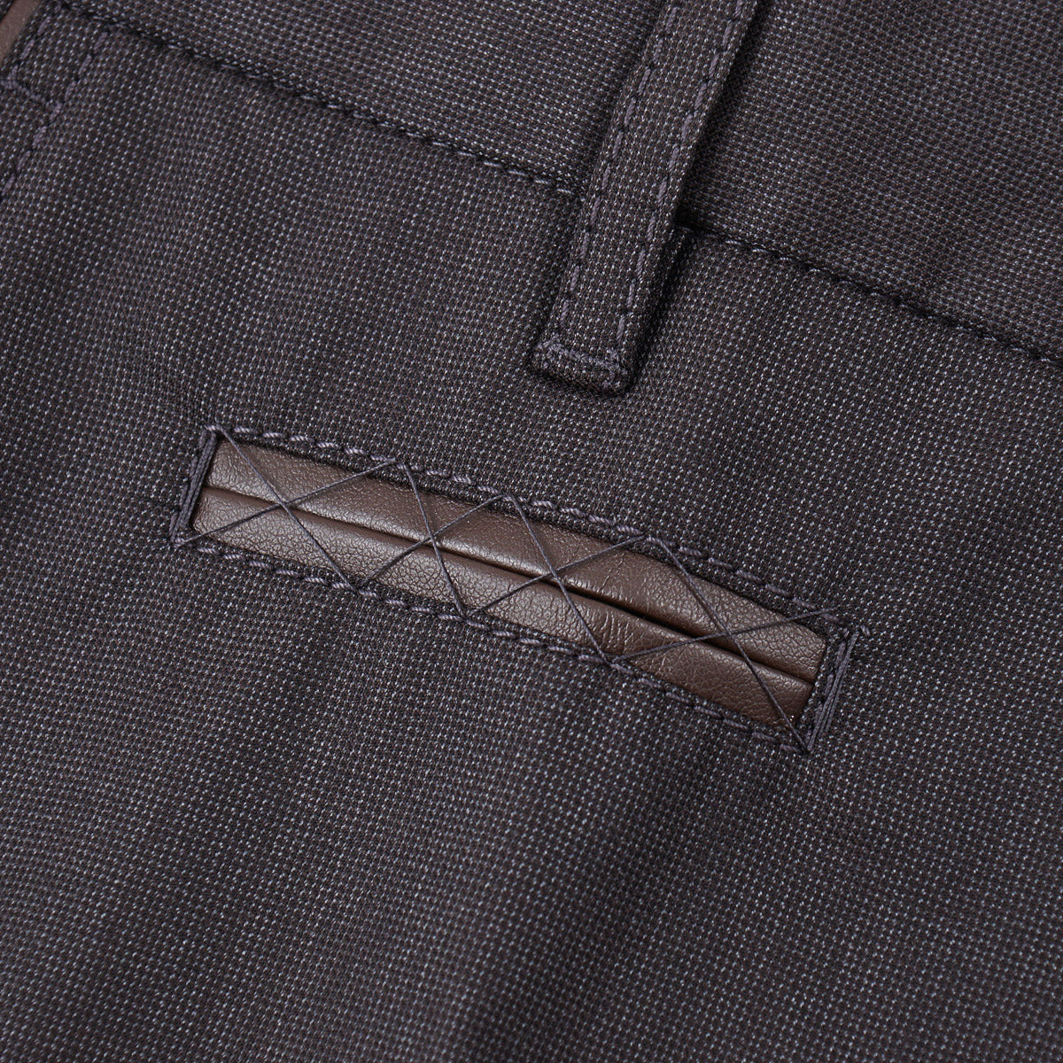 Stefano Ricci Wool Pants with Leather Details