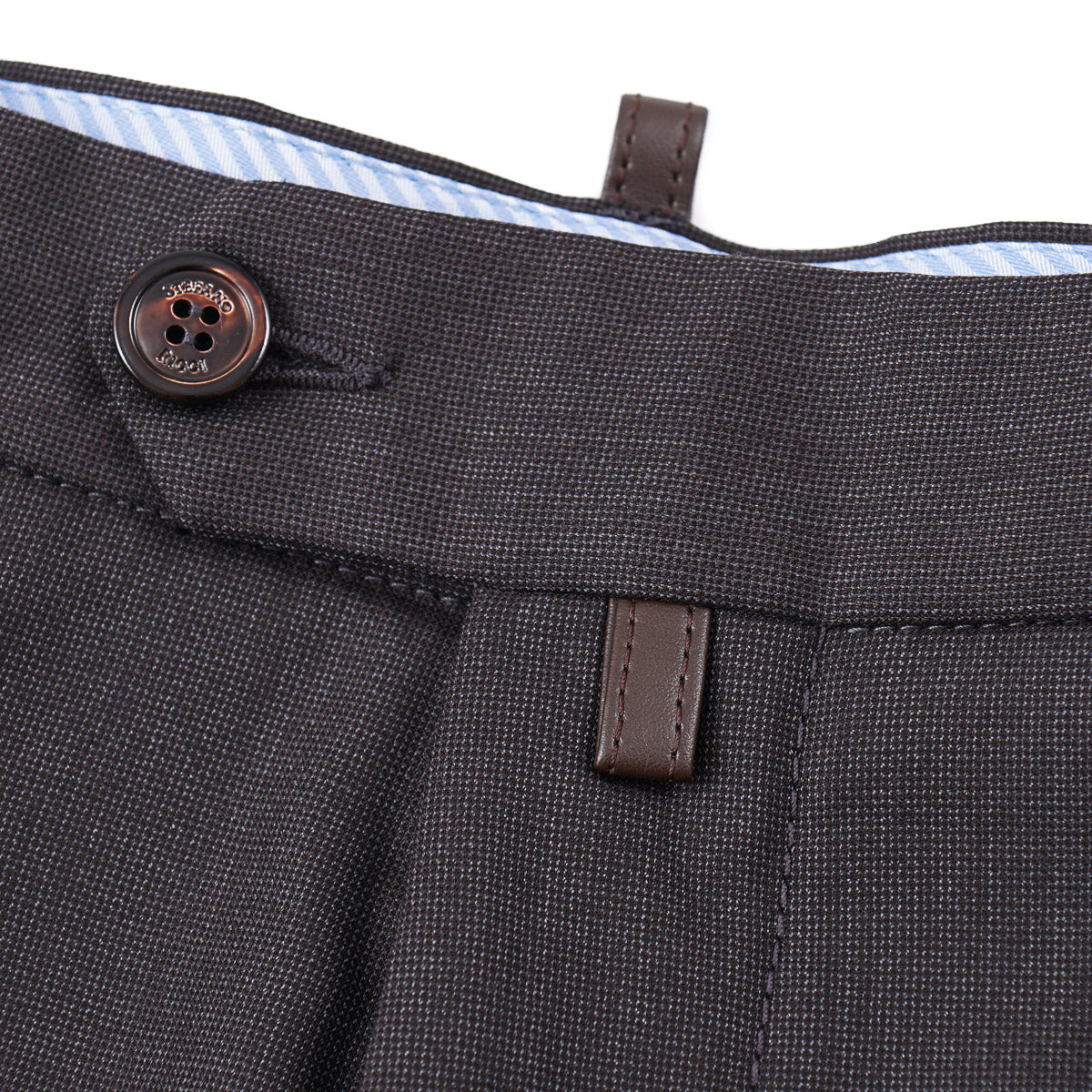 Stefano Ricci Wool Pants with Leather Details