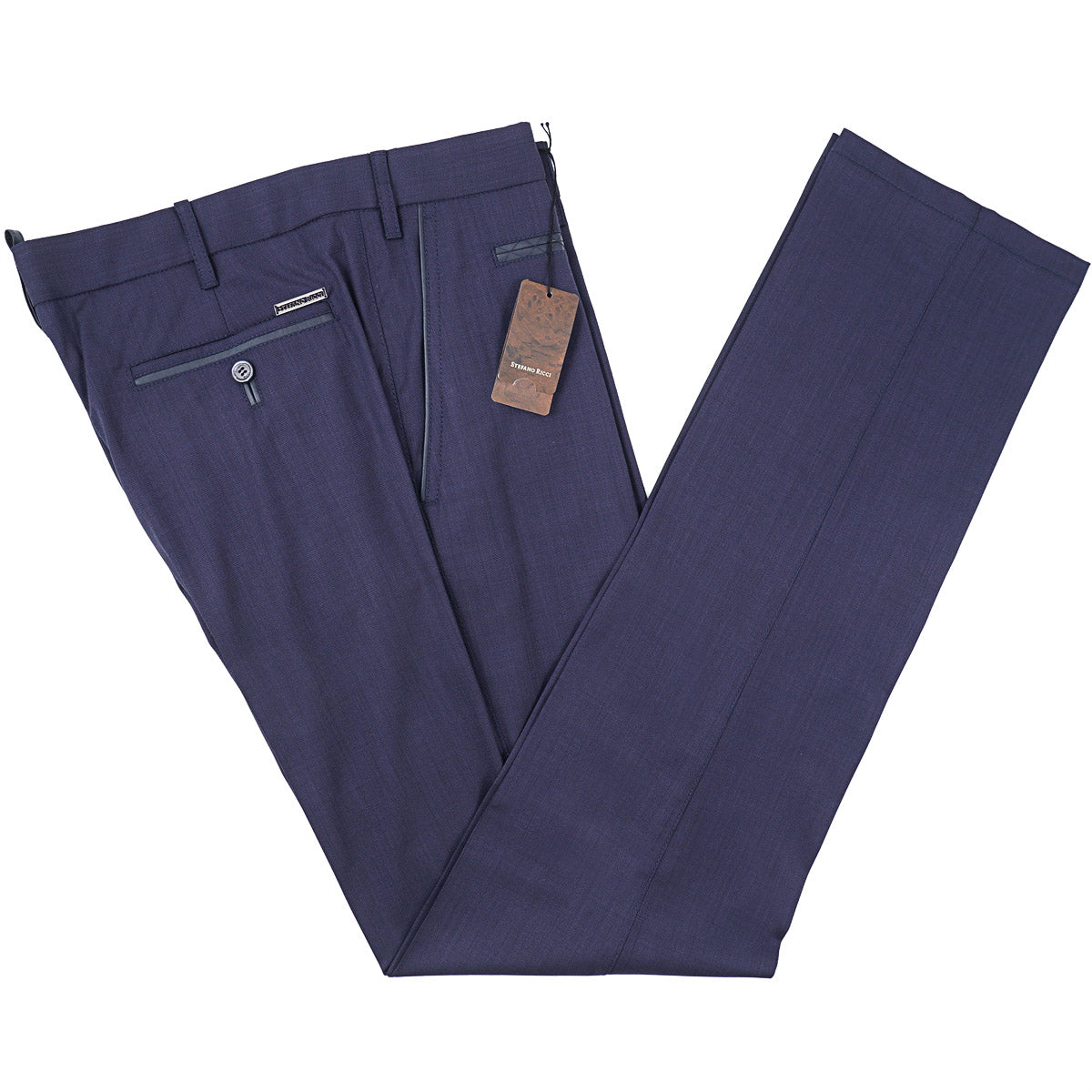 Stefano Ricci Wool Pants with Leather Details