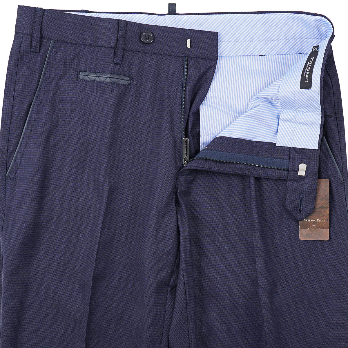 Stefano Ricci Wool Pants with Leather Details