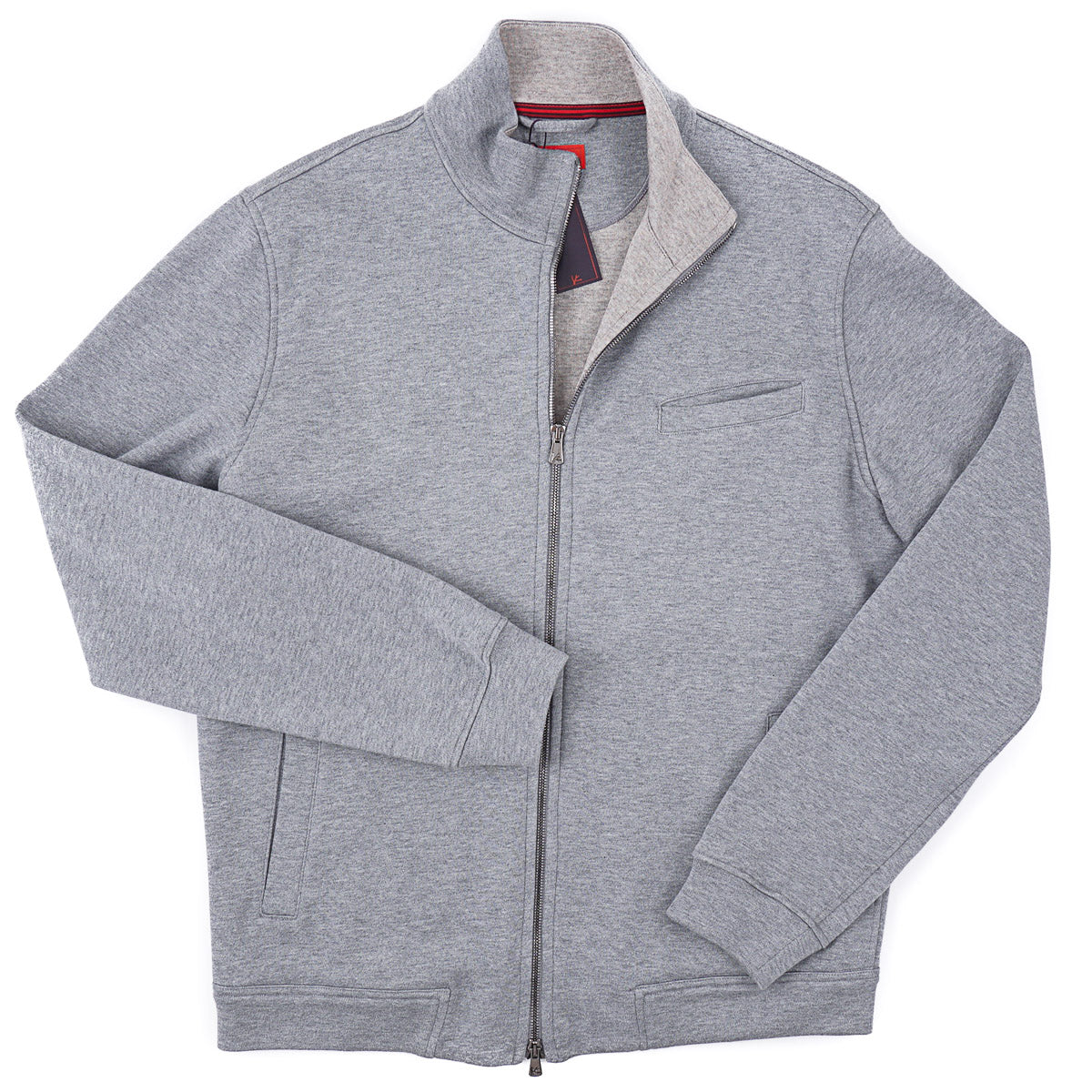 Isaia Wool-Cotton Track Jacket Sweatshirt