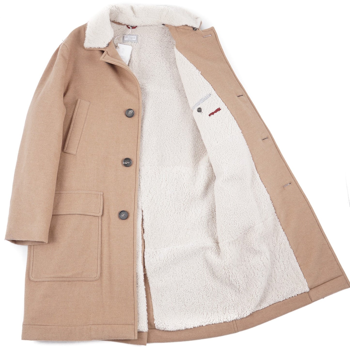Brunello Cucinelli Cashmere Coat with Shearling Lining - Top Shelf Apparel