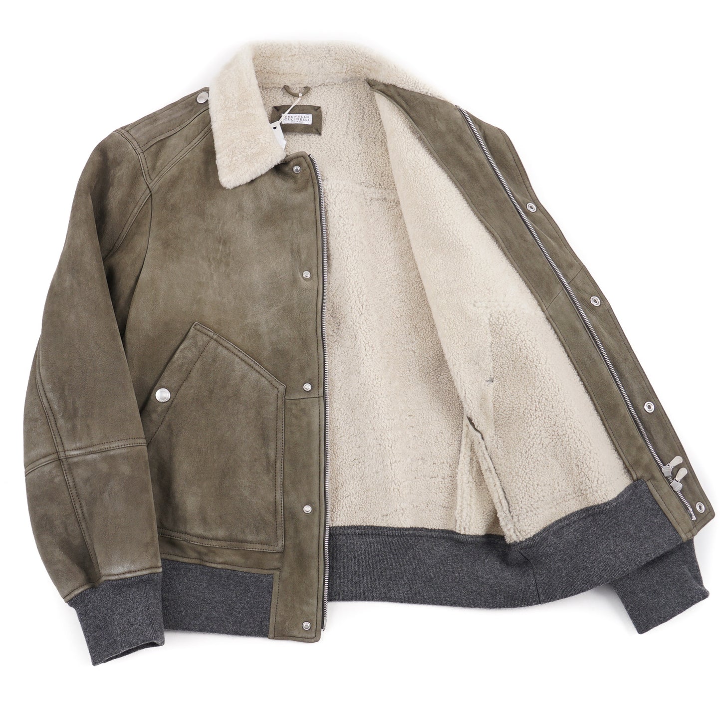 Brunello Cucinelli Shearling Leather Bomber Jacket - Top Shelf Apparel