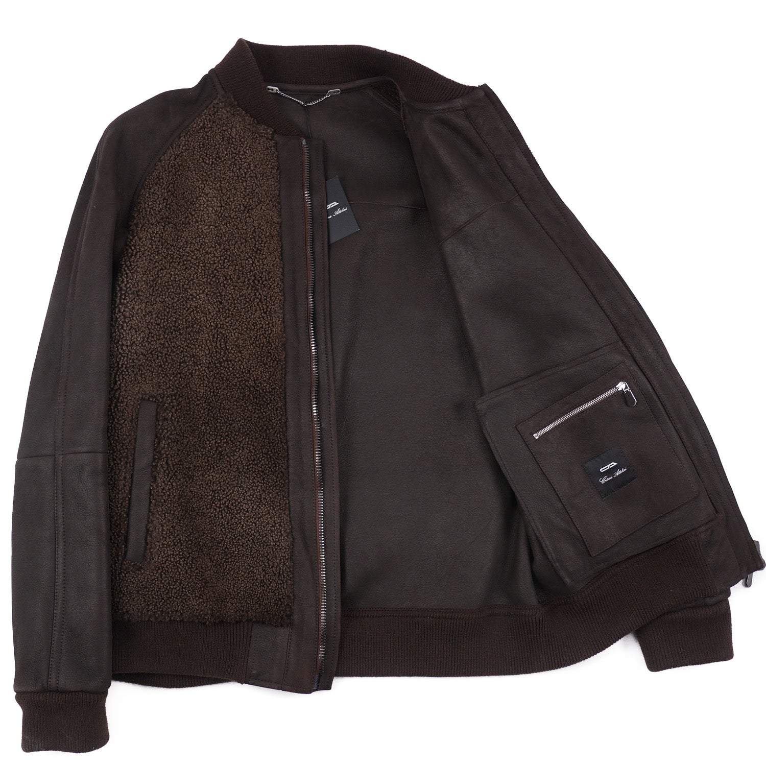 Cesare Attolini Shearling Leather Bomber Jacket - Top Shelf Apparel