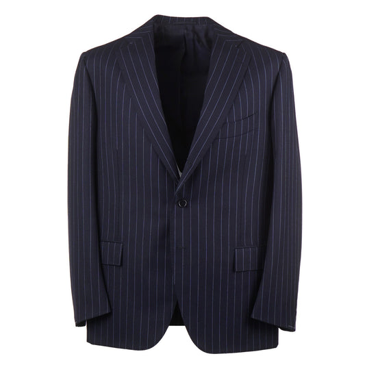 Cesare Attolini Navy Blue Striped Wool Suit - Top Shelf Apparel