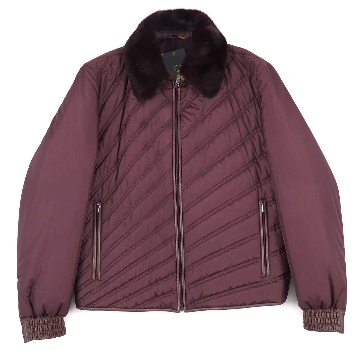 Zilli Quilted Silk Down Jacket with Mink Collar - Top Shelf Apparel