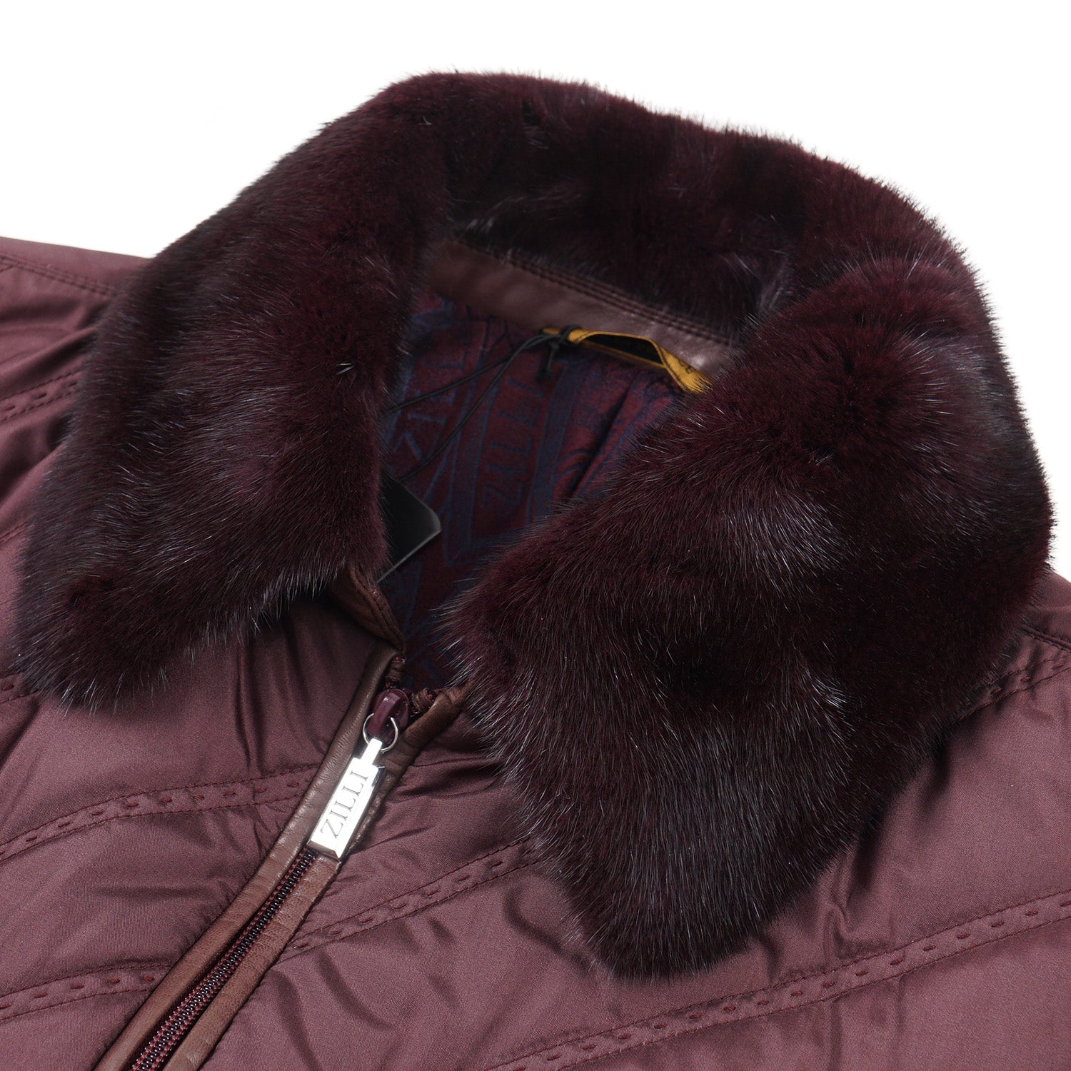 Zilli Quilted Silk Down Jacket with Mink Collar - Top Shelf Apparel