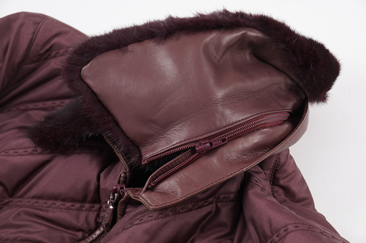 Zilli Quilted Silk Down Jacket with Mink Collar - Top Shelf Apparel