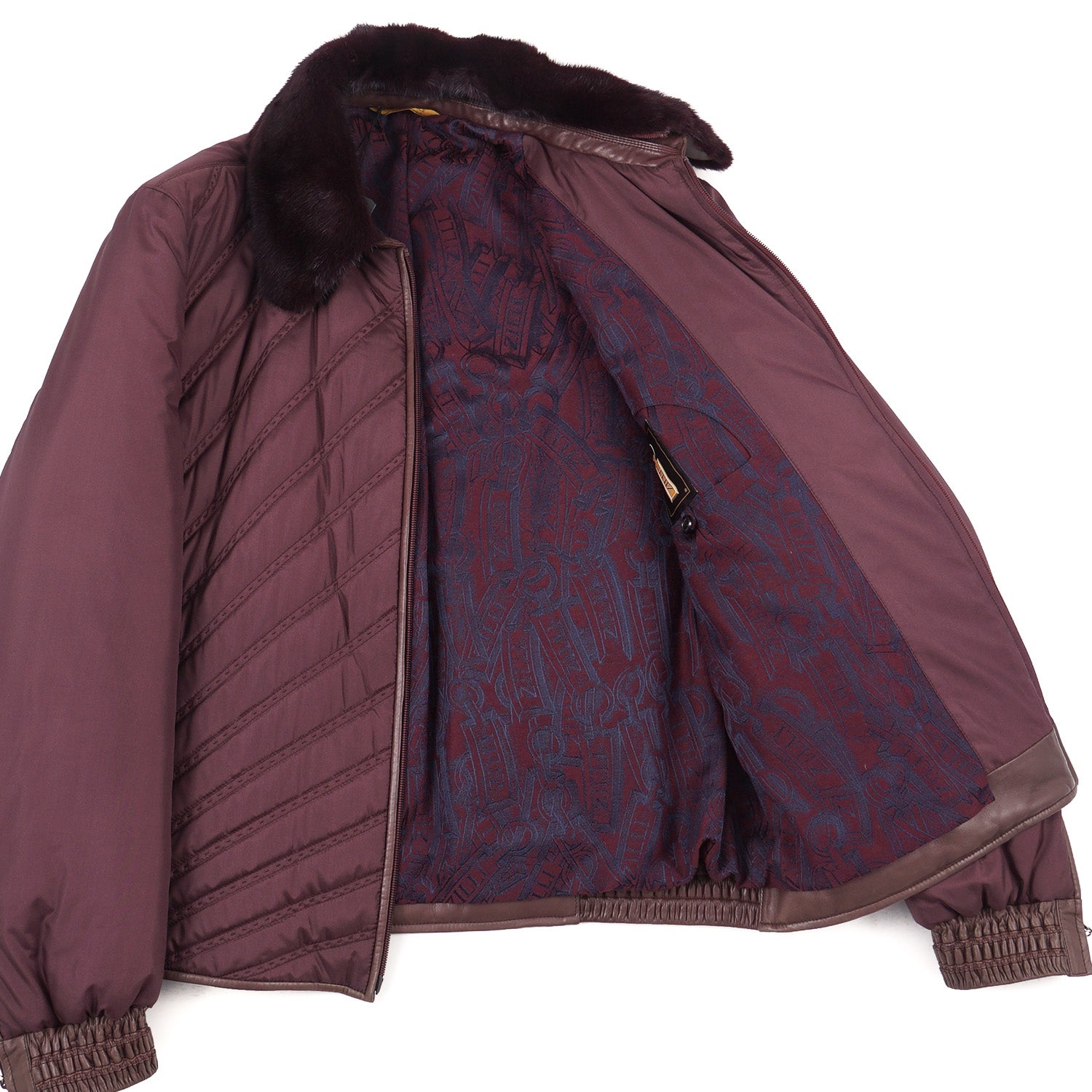 Zilli Quilted Silk Down Jacket with Mink Collar - Top Shelf Apparel