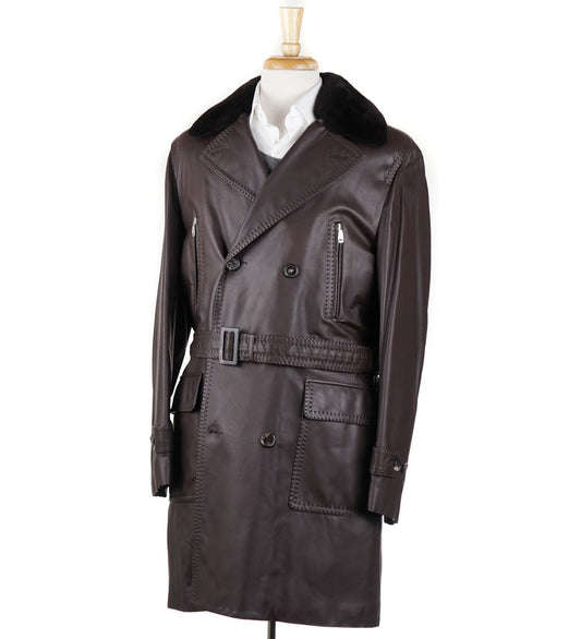 Brioni Leather Coat with Quilted Cashmere Lining - Top Shelf Apparel