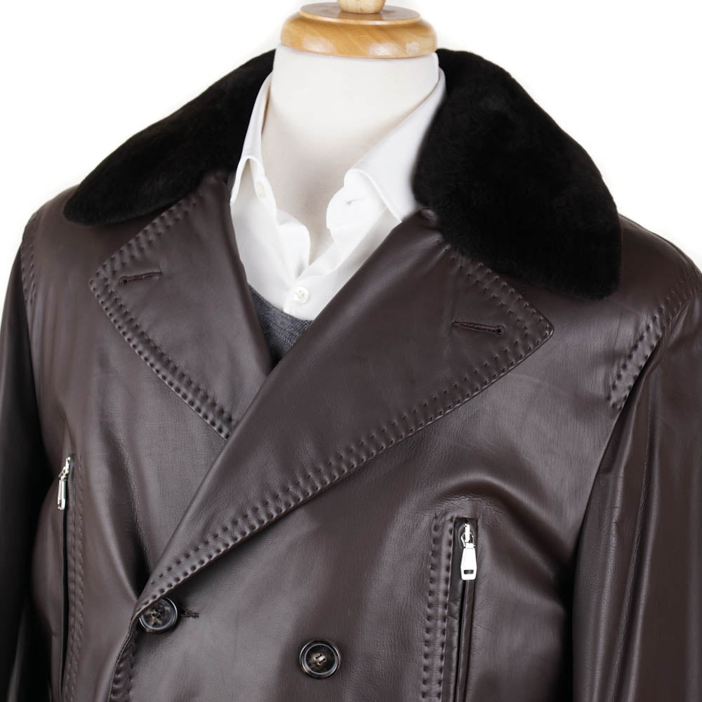 Brioni Leather Coat with Quilted Cashmere Lining - Top Shelf Apparel