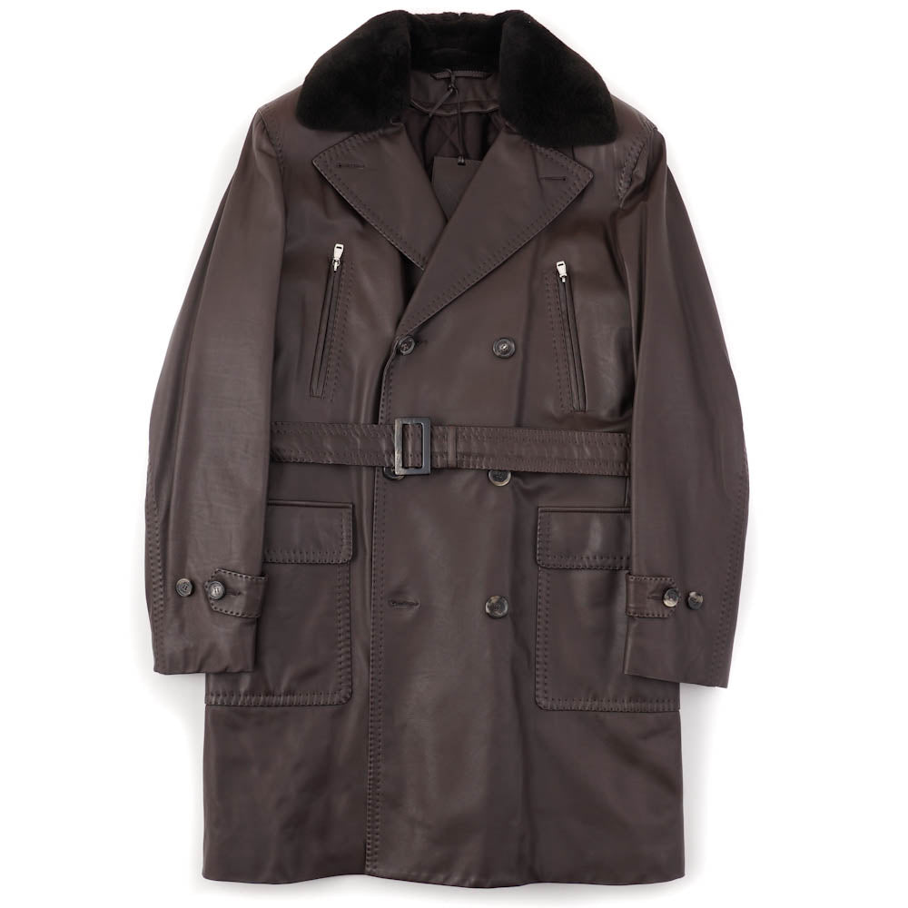 Brioni Leather Coat with Quilted Cashmere Lining - Top Shelf Apparel