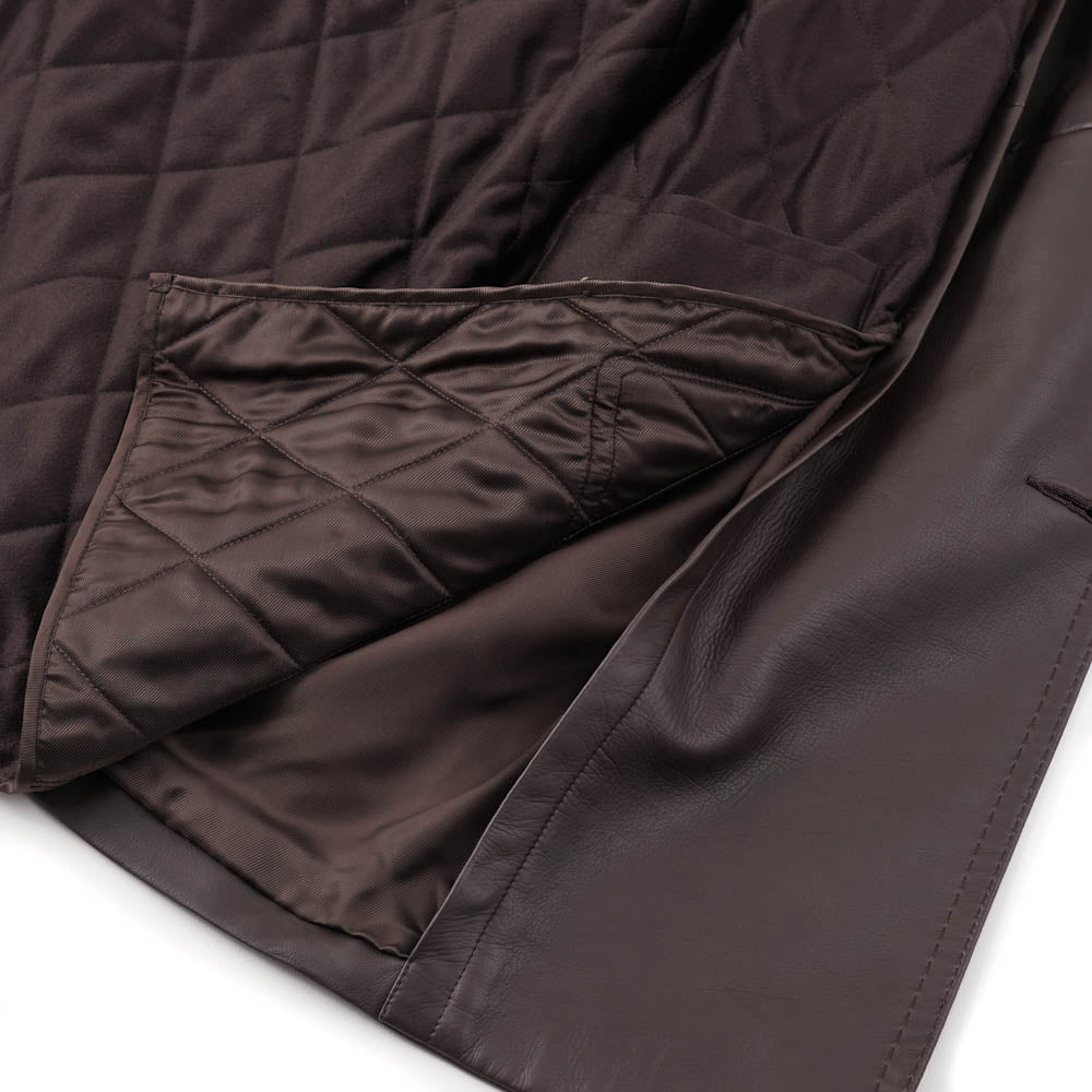 Brioni Leather Coat with Quilted Cashmere Lining - Top Shelf Apparel