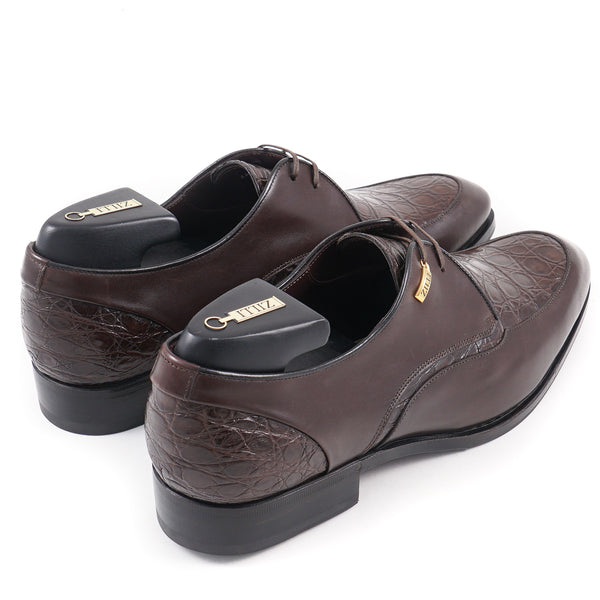 Zilli‎ Mens Brown Leather Shoes Hand Made in Italy size 42 Zilli $4,400 Gray Brown Burnished Crocodile Calf Leather  main image 3