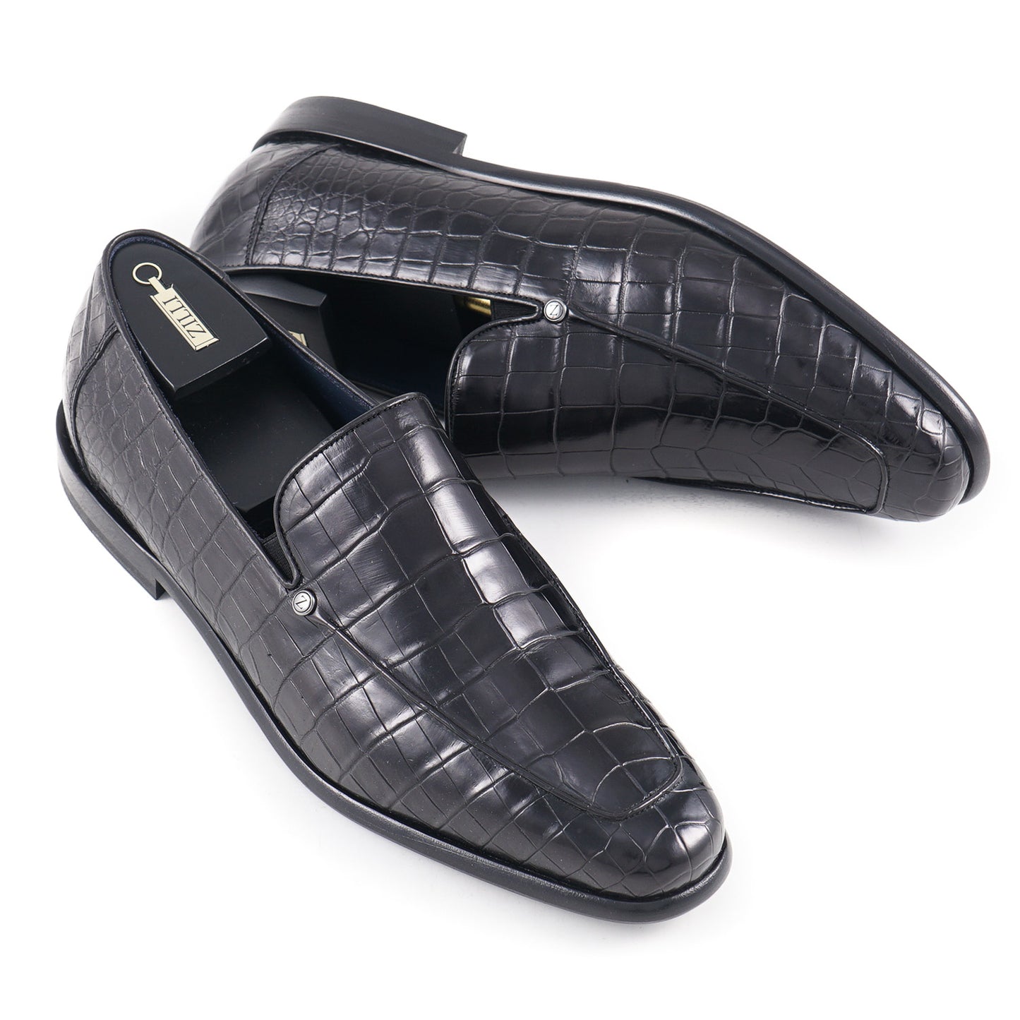 Zilli Satin Black Full Crocodile Loafers - Top Shelf Apparel