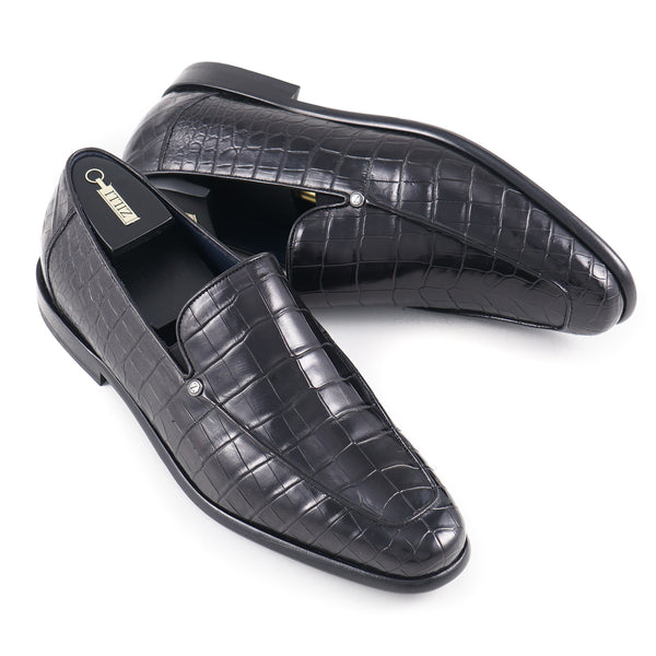 Forli Men\'s Size 8/9 Genuine Crocodile And Leather Slip-on Loafers Black Forli | Shoes | Forli Genuine Crocodile Black Cap Toe  main image 3