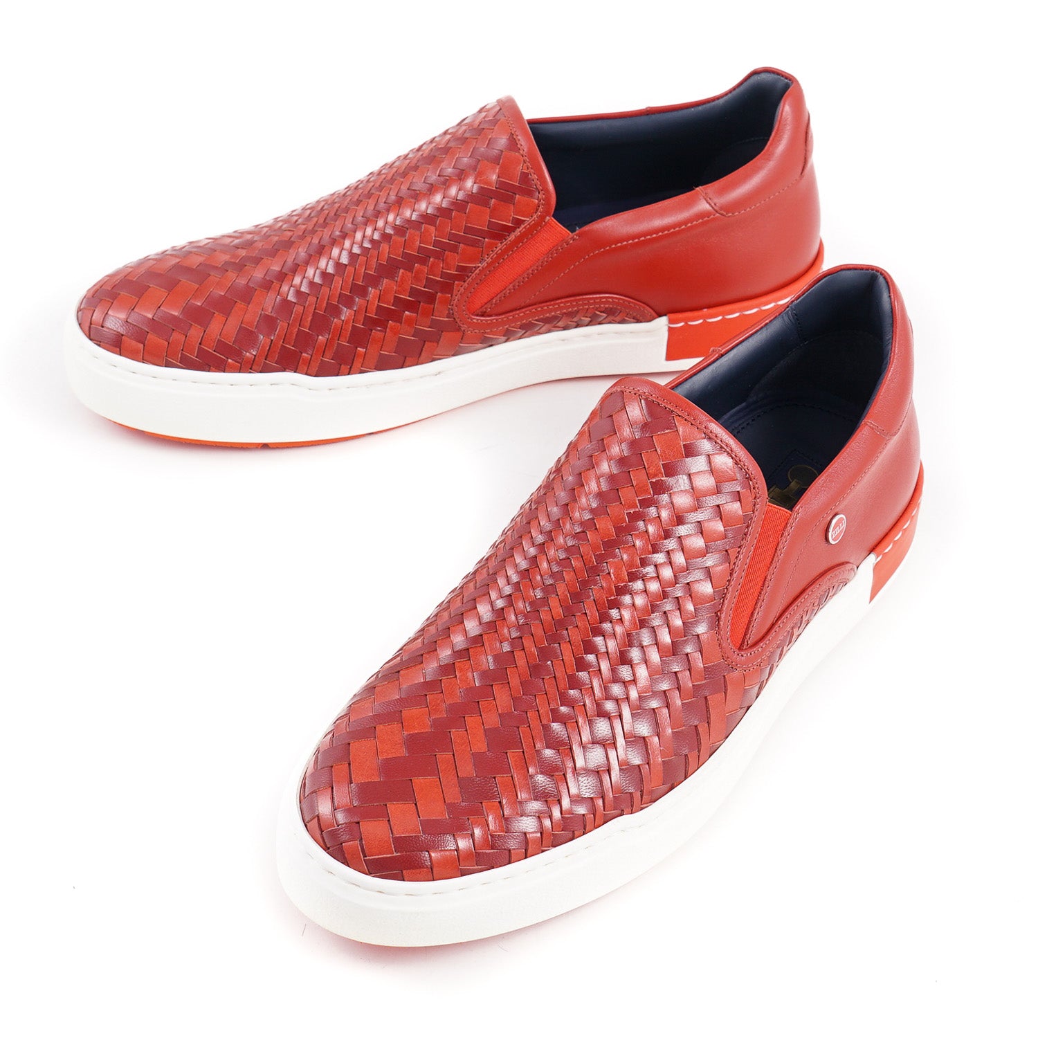 Woven leather hot sale slip ons