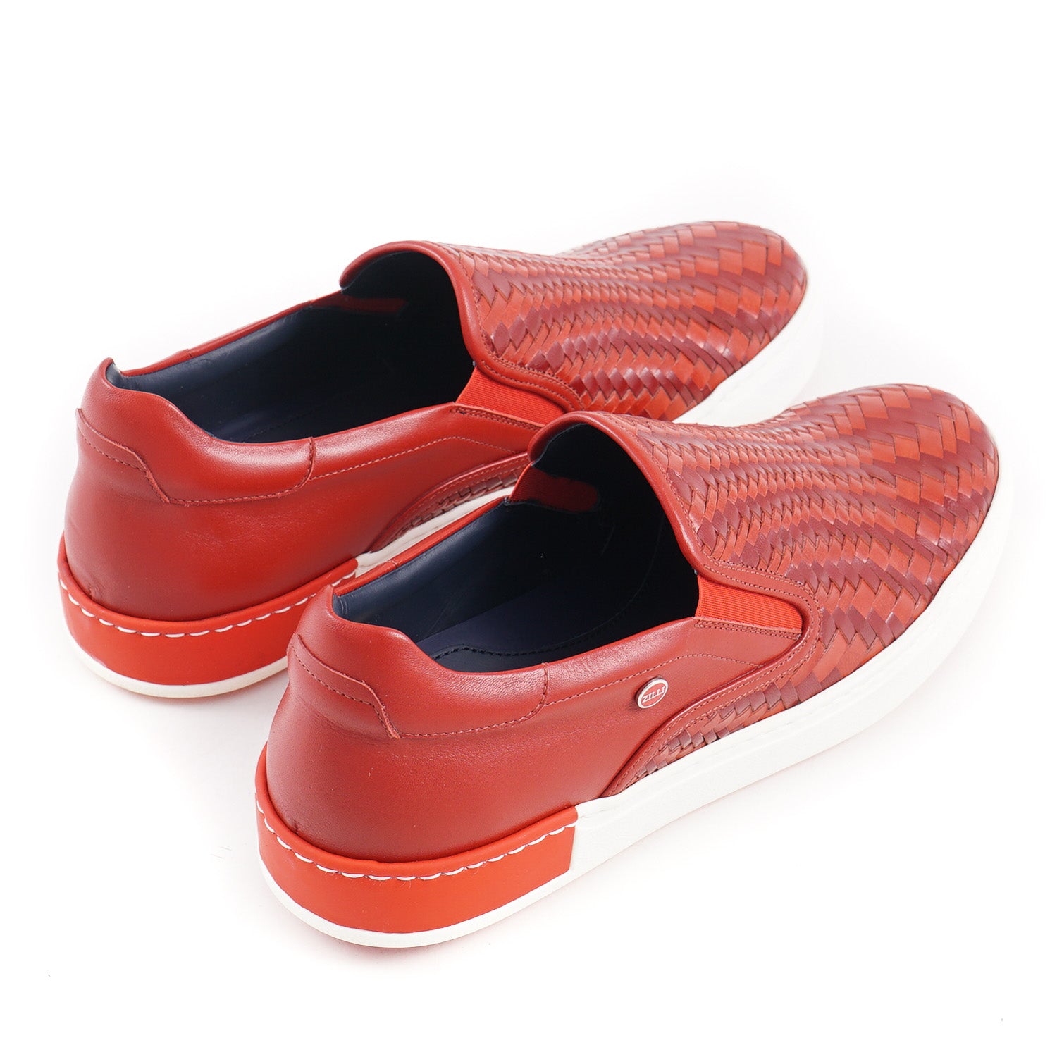 Woven leather slip on on sale shoes